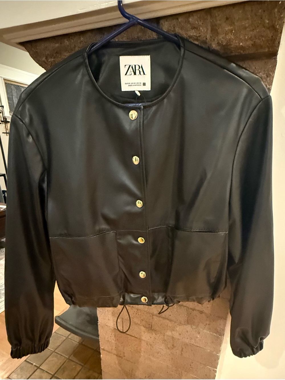 Zara Cropped Pleather Jacket NWOT